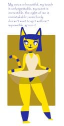 animal_crossing ankha ankha_(animal_crossing) anthro anthro_cat anthro_female blue_panties cute_fangs furry_female skirt_lift skirt_up solo_female upskirt