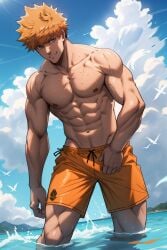 1boy ai_generated anal bara bare_pectorals black_hair blue_lock cum gay kunigami_rensuke male male_focus male_only methylated_dog muscular muscular_male penis solo solo_male yaoi