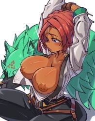 1girls blue_eyes brazilian brazilian_female breasts female giovanna_(guilty_gear) guilty_gear guilty_gear_strive large_breasts moxydrawsmore nipples red_hair rei_(guilty_gear) short_hair tan tan_body tan_skin wardrobe_malfunction