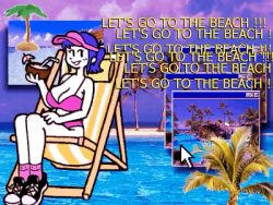 animated beach beach_chair bikini coconut_drink dogmintz female penny_(dogmintz)