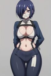 1girls ai_generated alternate_breast_size blue_hair female female_only kirishima_touka solo tagme tokyo_ghoul