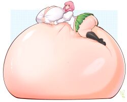 1girls ass_bigger_than_head ass_bigger_than_torso belly_blob big_belly breasts_bigger_than_head breasts_bigger_than_torso gigantic_breasts hyper hyper_ass hyper_belly hyper_breasts hyper_pregnancy katawa_shoujo light-skinned_female light_skin lying_on_belly massive_breasts mikado_shiina pink_hair pregnant rabidbunny ready_to_pop school_uniform size_fetish solo stockings