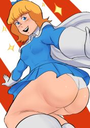 ass blonde_hair blue_eyes bowtie captain_galaxia fat_ass huge_ass panties