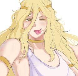 1boy ah_eto..._bleh_(meme) blonde_hair blush elden_ring femboy femboy_only feminine_male fromsoftware girly meme miquella one_eye_closed playful shadow_of_the_erdtree smug_ghost teasing tongue tongue_out wink winking_at_viewer