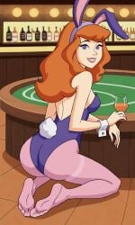 ai_generated ass bigmic145 breasts bunny_ears bunny_girl bunny_tail bunnysuit cartoon_network casino daphne_blake daphne_blake_(mystery_incorporated) feet foot_fetish pantyhose pink_pantyhose playboy_bunny red_hair scooby-doo scooby-doo!_mystery_incorporated