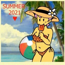 animated beach bikini carol_(dogmintz) cheetah_print dogmintz female popsicle sucking