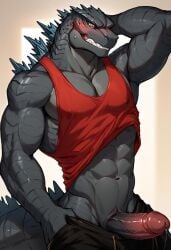 abs ai_generated anthro biceps big_penis furry gay godzilla godzilla_(series) male male_only monsterverse muscular muscular_male nipples pecs penis scalie toned_body toned_male twall97