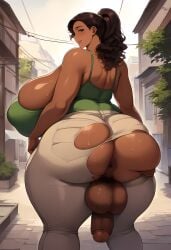 1dickgirl 1futa 1futanari ai_generated anus ass_focus ass_grab back_alley back_view beige_pants big_cock big_dick big_penis blue_eyes breasts_bigger_than_head brown_hair camisole chubby chubby_futa chubby_futanari cock-tail dark-skinned_futanari dark_skin dickgirl dickgirl_only fat_ass fat_balls fat_cock fat_dick fat_penis futa_milf futa_mommy futa_only futanari futanari_only grabbing_ass grabbing_own_ass green_camisole heavy_breathing huge_ass huge_breasts huge_butt mature_futa mature_futanari penis ponytail sagging_balls sagging_scrotum sagging_testicles scrotum seductive_eyes seductive_look seductive_smile solo steaming_body suggestive suggestive_look suggestive_pose sweat sweatdrop testicles thick_thighs torn_clothing torn_pants wavy_hair