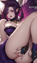 ai_assisted ai_generated ayakonarts league_of_legends masturbation morgana purple_eyes purple_hair