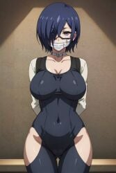 1girls ai_generated alternate_breast_size blue_hair female female_only kirishima_touka solo tagme tokyo_ghoul