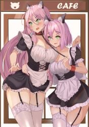 big_thighs dog_collar flare_arlgrande_jioral kaifuku_jutsushi_no_yarinaoshi maid_uniform norn_clatalissa_jioral redo_of_healer sex_toy short_dress sisters slaves