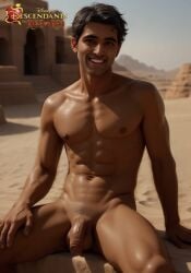 1boy ai_generated aladdin_(character) aladdin_(descendants) arabian autohotto brown_skin descendants descendants_the_rise_of_red desert disney_channel gay male male_only naked naked_male smile smiling smiling_at_viewer