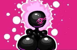 abstract_background antisuwo_(artist) big_breasts black_body breasts female humanoid pink_background shading shiny_skin woman