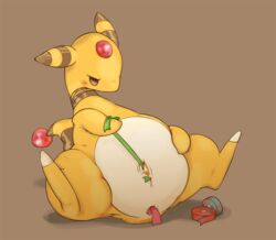 2014 ampharos anal anal_insertion anal_sex andya anus blush brown_background censored chubby duct_tape feral insertion looking_down male nintendo penetration penis plain_background pokemon pokemon_(species) pussy shadow spread_legs spreading vagina vaginal_insertion vaginal_penetration video_games yellow_body