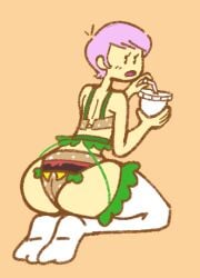 ass ass ass_focus bubble_butt burger_lingerie carol_(dogmintz) dogmintz drink lingerie surprised