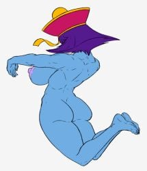 1girls ass big_breasts blue_skin breasts darkstalkers hsien_ko jiangshi jogstash lei-lei lei_lei nipples nude purple_hair