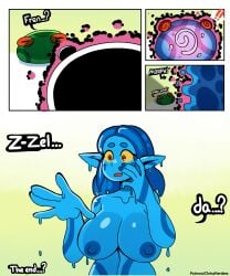 2024 2d 2d_(artwork) big_breasts breasts breath_of_the_wild chuchu chuchu_(the_legend_of_zelda) dripping end_page english english_text high_resolution highres morphing nintendo red_eyes spiral_eyes tears_of_the_kingdom text the_legend_of_zelda thehornyzen transformation yellow_sclera