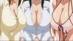 3girls animated animated_gif black_hair breasts brown_hair cleavage clothes dekakute_ecchi_na_ore_no_ane huge_breasts large_breasts multiple_girls negligee screencap screenshot segawa_asaka segawa_tsukino segawa_yuki t-rex_(animation_studio)