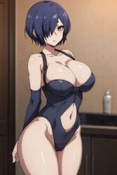 1girls ai_generated alternate_breast_size blue_hair female female_only kirishima_touka solo tagme tokyo_ghoul