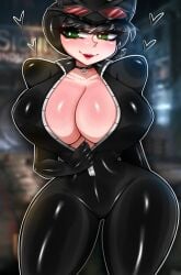 1girls 2026 batman_(series) big_breasts black_hair bodysuit breasts breasts_bigger_than_head breasts_out busty busty_female cat_ears catwoman choker dc dc_comics eyeshadow female female_focus female_only goggles gothtrishy green_eyes headwear heart huge_breasts large_breasts latex latex_clothing light-skinned_female light_skin lipstick messy_hair nipple_bulge open_bodysuit open_clothes pale-skinned_female pale_skin seductive seductive_eyes seductive_look seductive_smile selina_kyle shiny shiny_breasts shiny_clothes shiny_hair shiny_skin short_hair skin_tight small_waist thick_ass thick_legs thick_thighs tight_clothes tight_clothing unzipped unzipped_bodysuit unzipping unzipping_bodysuit