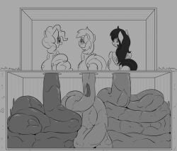 ass blush cutie_mark dendollae earth_pony equid equine excessive_feces feces feces_pile female female_pooping feral friendship_is_magic fur group hair hasbro horse hyper hyper_feces hyper_feces_pile hyper_scat long_hair mammal monochrome my_little_pony open_mouth open_smile outhouse pinkie_pie_(mlp) pony pooping_together scat scatplay sitting sitting_on_toilet smile tail toilet toilet_use trio wings x-ray_view