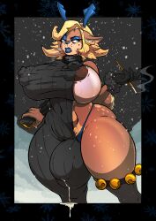 1futa 2025 5_fingers anthro antlers areola areola_slip balls_outline big_breasts black_clothing black_gloves black_handwear black_sweater black_topwear blonde_hair blue_eyes blue_eyeshadow blue_lipstick blue_nose bodily_fluids breasts bulge carol_holiday cellphone cigarette cigarette_holder clothed clothed_anthro clothed_gynomorph clothed_intersex clothing deer deltarune detailed_bulge digital_media_(artwork) electronics eyebrow_piercing eyebrows eyelashes eyeshadow facial_piercing fingers ftg_crossgender fti_crossgender futanari genital_fluids genital_outline glands_of_montgomery gloves gynomorph gynomorph_anthro hair handwear hi_res holding_cellphone holding_object holding_phone holding_smartphone horn hourglass_figure intersex intersex_anthro lipstick makeup mammal mature_anthro mature_futa mature_gynomorph mature_intersex mole_under_eye new_world_deer nipple_bulge nipple_outline penis_outline phone piercing precum precum_through_clothing puffy_nipples reindeer short_hair smartphone snow snowing solo solo_futa sweater taharon thick_thighs thong topwear undertale_(series) underwear wet wet_clothing