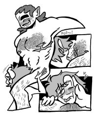 2d_(gorillaz) 973q_ontol blush cuntboy del_(gorillaz) eating_pussy gay gay_sex gorillaz licking licking_pussy male male/cuntboy nonbinary pointy_ears pubes pubic_hair pussy smiling smiling_at_partner trans_man vagina