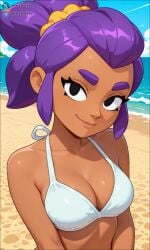 1girls absurd_res absurd_resolution absurdres ai_generated athletic athletic_body athletic_female beach belly big_breasts bikini bikini_bra bikini_top black_eyes brawl_stars breasts busty busty_female busty_girl closed_mouth closed_smile clothed clothed_female clothing cloud clouds cloudy_sky curvaceous curvaceous_female curvaceous_figure curvy curvy_body curvy_female curvy_figure curvy_hips cute cute_expression cute_eyes cute_face cute_female dark-skinned_female dark_body dark_skin dressed ear exposed_belly eyebrows eyelashes eyeshadow eyewear female female_only front_view fully_clothed glistening glistening_body glistening_boobs glistening_breasts glistening_eyes glistening_skin hackwork half-closed_eyes hi_res high_quality high_resolution highres large_boobs large_breasts looking_at_viewer purple_eyebrows purple_hair sand seductive seductive_body seductive_eyes seductive_look seductive_mouth seductive_smile shelly_(brawl_stars) shiny shiny_body shiny_boobs shiny_breasts shiny_hair shiny_skin short_hair sideboob sky slim_waist small_waist smile smiling smiling_at_viewer smooth_body smooth_skin solo solo_female standing supercell supercell_(company) swimwear tan tan-skinned_female tan_body tan_skin tanned tanned_body tanned_female tanned_girl tanned_skin thin_waist water white_bikini white_bikini_top white_sclera