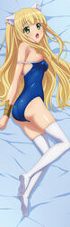 azuki_azusa blonde_hair bondage breasts cat_ears dakimakura feet green_eyes hentai_ouji_to_warawanai_neko. long_hair nipple_slip nipples no_shoes school_swimsuit thighhighs