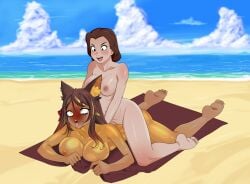 2girls ahe_gao animal_ears anoneysnufftan applying_sunscreen asphyxiation beach beach_towel beauty_and_the_beast_(1991_film) belle_(beauty_and_the_beast) blush blushing_profusely breasts brown_eyes brown_hair crossover disney disney_princess ear_piercing embarrassed embarrassed_nude_female eyes_rolling_back female female_only humiliation imminent_death killer_lotion long_hair lotion mascara_tears massage mind_break murder nipples nude nude_beach ocean oil oiled orgasm peril punishment pussy rubbing sand seaside shiny_skin short_hair sinder_(vtuber) sitting_on_person sky snuff suffocation summer sunbathing sunscreen tan tanned tanned_female tanned_skin tanning tongue tongue_out towel virtual_youtuber water wolf_girl youtube