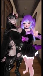 2girls barefoot big_breasts breasts breasts_bigger_than_head clothed fully_clothed glasses hakaivrc hips horn horns jiggle jiggling_breasts looking_at_viewer music music_video pink_hair seductive seductive_body seductive_look seductive_pose shorter_than_30_seconds spectacles tagme thick thick_legs thick_thighs thighhighs vertical_video video voluptuous voluptuous_body vrchat wide_hips