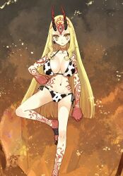 barefoot big_boobies big_boobs big_breasts big_tiddies big_tits big_titties bikini blonde_hair boobies boobs breasts cow_print cow_print_bikini demon edit edited fate/grand_order fate/grand_order_cow_card_edits fate_(series) huge_boobies huge_boobs huge_breasts huge_tiddies huge_tits huge_titties ibaraki_douji_(fate) long_hair official_art oni oni_horns shortstack tiddies tits titties yellow_eyes