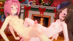 1boy 2160p 2girls 3d 4k animated background_music black_hair blush breasts chris_flandre christmas cum cum_on_body cum_on_face cumshot double_tribadism_on_penis ejaculation female ffm_threesome fire haru_urara_(umamusume) horse_ears horse_girl koikatsu_(medium) long_hair longer_than_10_seconds longer_than_30_seconds longer_than_one_minute looking_at_viewer male_pov nipples nude penis pink_hair pov purple_eyes rice_shower_(umamusume) short_hair small_breasts sound straight thigh_sex tribadism tribadism_on_penis umamusume umamusume_pretty_derby video