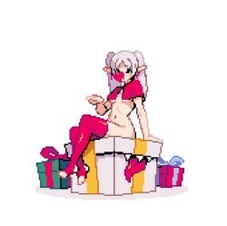 1girls almost_naked animated barely_clothed barely_covered blowing_kiss breasts christmas christmas_gift cute cute_face cute_female elf elf_ears female female_only frieren green_eyes heart hips legs loop looping_animation no_bra no_panties pale-skinned_female pale_skin petite petite_body petite_breasts petite_female pixel_animation revealing_clothes sexy sexy_body sexy_clothing sexy_pose silver_hair sim0n404 sitting_on_gift skimpy_clothes slender_body slender_waist slim_waist small_breasts solo solo_female sousou_no_frieren stockings_thigh_highs tagme thighs tiny_breasts tongue tongue_out underboob video white_background