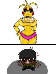 1boy 1girl chica_(fnaf) five_nights_at_freddy's_2 huge_tits huge_titties meme oc sexy tits toy_chica_(fnaf)