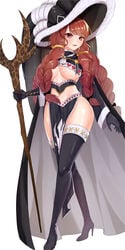 1girls bangs black_cape black_footwear black_gloves boots braid breasts brown_eyes brown_hair cape eyebrows_visible_through_hair fairy_tail female full_body gloves high_heel_boots high_heels high_resolution holding holding_object holding_staff irene_belserion large_breasts lillly long_hair midriff navel open_mouth shiny shiny_hair shiny_skin shoes simple_background solo staff standing stomach thigh_boots thighhighs thighs tied_hair underboob very_high_resolution very_long_hair white_background zettai_ryouiki