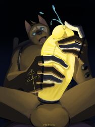 android anthro big_penis bodily_fluids canid canine chair cum dated ears_up furniture genital_fluids genitals glowing glowing_eyes glowing_genitalia glowing_penis hi_res huge_cock lino_ttarius low-angle_view machine male mammal nude nude_male on_chair penis robot robot_anthro signature sitting sitting_on_chair solo tongue tongue_out