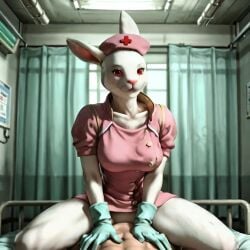 1:1_aspect_ratio 1boy ai-created ai_generated alice_the_rabbit animal animated anthro bed bloody_roar bottomless_female bunny cow_girl female fur furry furry_female h264_(codec) high_resolution hospital hospital_bed limited_visibility loop male mp4 no_audio no_panties nurse nurse_cap nurse_clothes on_bed pink_clothing purple_hair red_eyes sex siergiej313131 tagme transformation video white_fur