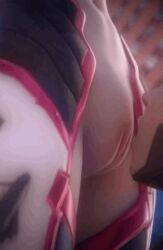 2girls animated animated_gif blonde_hair closed_eyes cunnilingus d.va eating_pussy fpsblyck from_front_position gif licking licking_pussy mercy out_of_frame overwatch pussy pussy_eating up_close yuri