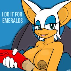 bat breasts donro donrodraw echidna furry handjob knuckles_the_echidna nipples penis retracted_foreskin rouge_the_bat sega sonic_(series) uncut