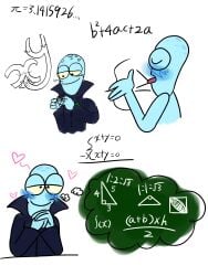 blue_blush blue_skin curly_braces fantasiescreation kissing korvo korvo_opposites math sexual sexual_fantasies solar_opposites thinking triangle wet_kiss x_math y_math