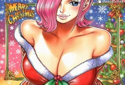 1girls accurate_art_style ai_generated big_breasts breasts christmas christmas_clothing christmas_outfit christmas_present female female_focus female_only grandgoonart holidays juicy_lips kissing lips lipstick manga manga_cover manga_page manga_style one_piece patreon patreon_username santa_costume santa_hat shonen_jump solo solo_female solo_focus vinsmoke_reiju
