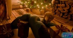 3d ass ass_focus ass_up ass_up_face_down blender blender_cycles blonde-haired_female blonde_female blonde_hair christmas christmas_lights christmas_outfit christmas_present convenient_censoring doggy_style metroid render samus_aran sfw thefizzler zero_suit zero_suit_samus