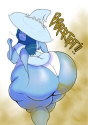 blue_eyes blue_hair blue_skin bottom_heavy deep_skin dumptruck_ass elden_ring fart fart_fetish fart_jiggle female female_only huge_ass huge_fart massive_ass multiple_arms nightmaresfd ranni_the_witch thick_thighs witch_hat