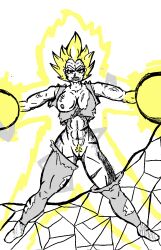 blonde_hair dragon_ball dragon_ball_z female female_vegeta final_flash one_color ripped_clothing rule_63 sketch super_saiyan super_saiyan_2 vegeta