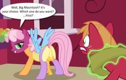 applejack_(mlp) ass badumsquish big_macintosh_(mlp) braeburn_(mlp) caramel_(mlp) changeling cheerilee_(mlp) clenched_teeth dialog english_text equine fluttershy_(mlp) friendship_is_magic futanari grin herm horn horse intersex inviting mammal morph my_little_pony pegasus penis pony presenting presenting_hindquarters pussy queen_chrysalis_(mlp) rainbow_dash_(mlp) rarity_(mlp) smooth_skin teeth text twilight_sparkle_(mlp) what wings