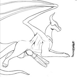 balls black_and_white claws diphallia diphallism dragon drake drakez female feral hemipenes horn huge_cock human hyper knot long_tail macro male multi_penis nude penis plain_background size_difference sketch white_background wings