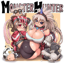 2girls ass blonde_hair blush breasts brown_hair huge_ass huge_breasts multiple_girls take_your_pick warriors