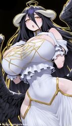 1female 1girl 1girls 3:4 :o ai ai-created ai_art ai_assisted ai_female ai_generated artist_logo artist_name artist_request artist_signature artist_upload artist_website black_hair black_lingerie black_wings colored_outline contrapposto digital_art digital_drawing digital_drawing_(artwork) digital_media digital_media_(artwork) digital_painting digital_painting_(artwork) embarrassed embarrassed_exposed_female embarrassed_expression embarrassed_female embarrassed_naked_female embarrassed_nude_female entrophex123 female_focus focus focus_on_female focus_on_human frilled_dress halterneck high_heels high_quality high_resolution highres long_dress long_horns off_shoulder overlord_(maruyama) patreon patreon_artist patreon_link patreon_logo patreon_reward patreon_url patreon_username side_shave solo solo_female solo_focus solo_in_panel watermark white_dress white_horn yellow_eyes