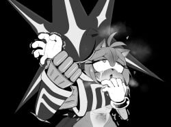 1boy 1boy1girl 1girls ambiguous_penetration amy_rose autoerotic_asphyxiation bangs black_background blush chillidog0 choking crying crying_with_eyes_open ear_blush eyes_rolling_back flushed greyscale headlock heart metal_sonic monochrome neo_metal_sonic robot robot_anthro robot_boy robot_joints rough_sex sonic_(series) sonic_heroes sonic_the_hedgehog_(series) steamy_breath stomach_bulge stomach_deformation tongue_out tremble_spikes trembling
